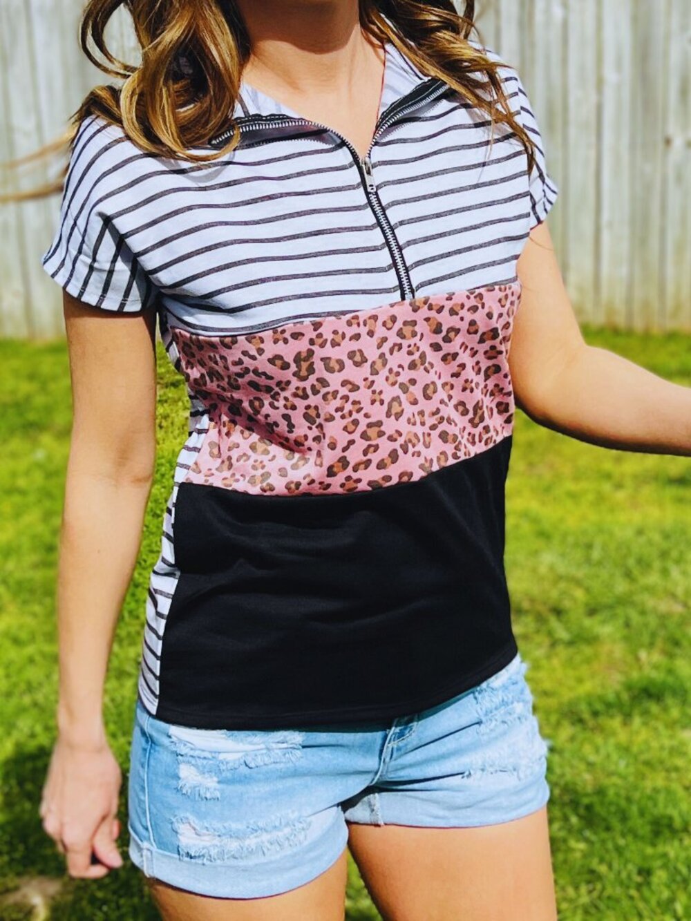 Leopard Striped Top